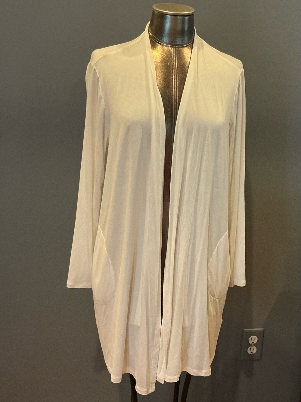 Lands' End White Open-Front Cardigan